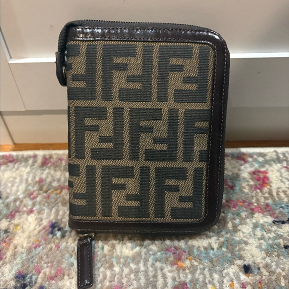 Fendi Handbags - Fendi Black and Brown Zucca zip agenda, passport size. 100%Authentic